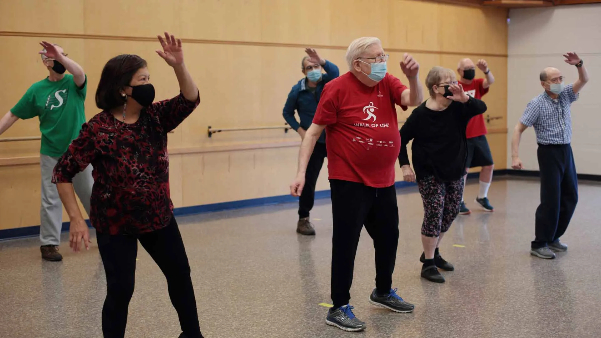 A YMCA Healthy Heart program in session with people with cardiac risk exercising