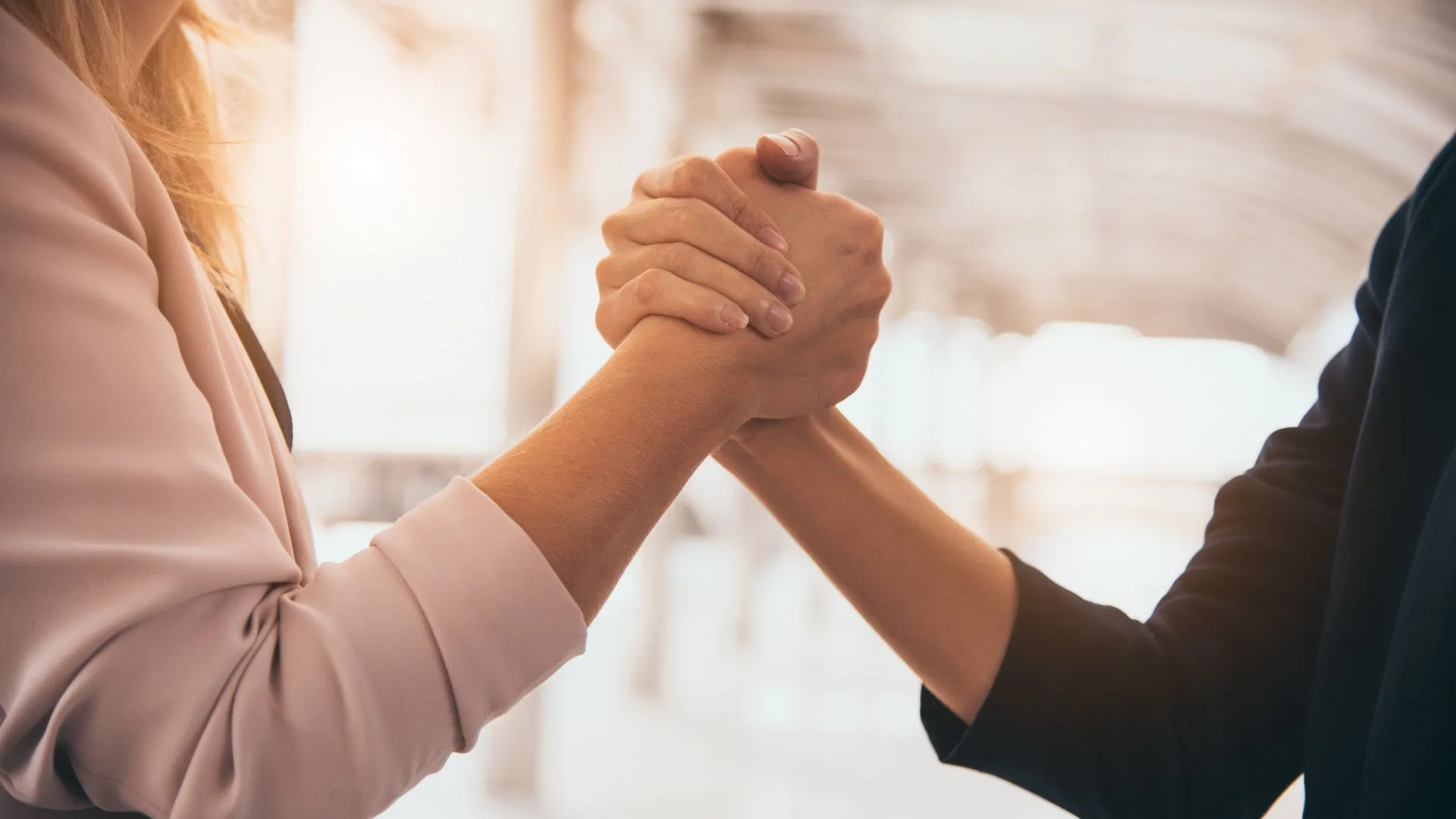 A handshake between two women