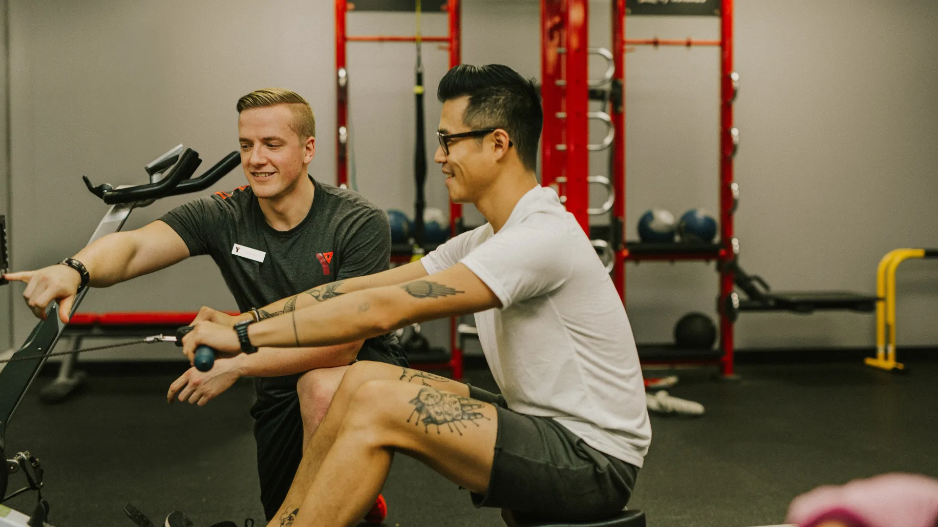 A YMCA member in a personal training session at the YMCA