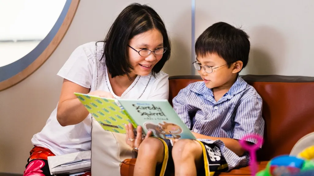Woman reading to a child