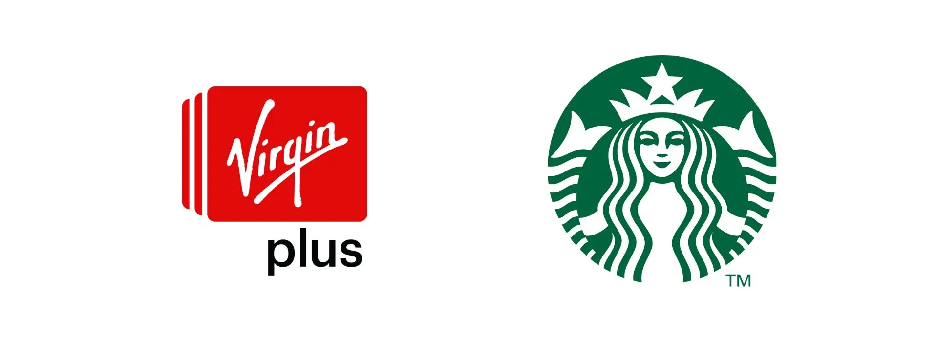 Virgin Plus and Starbucks logos
