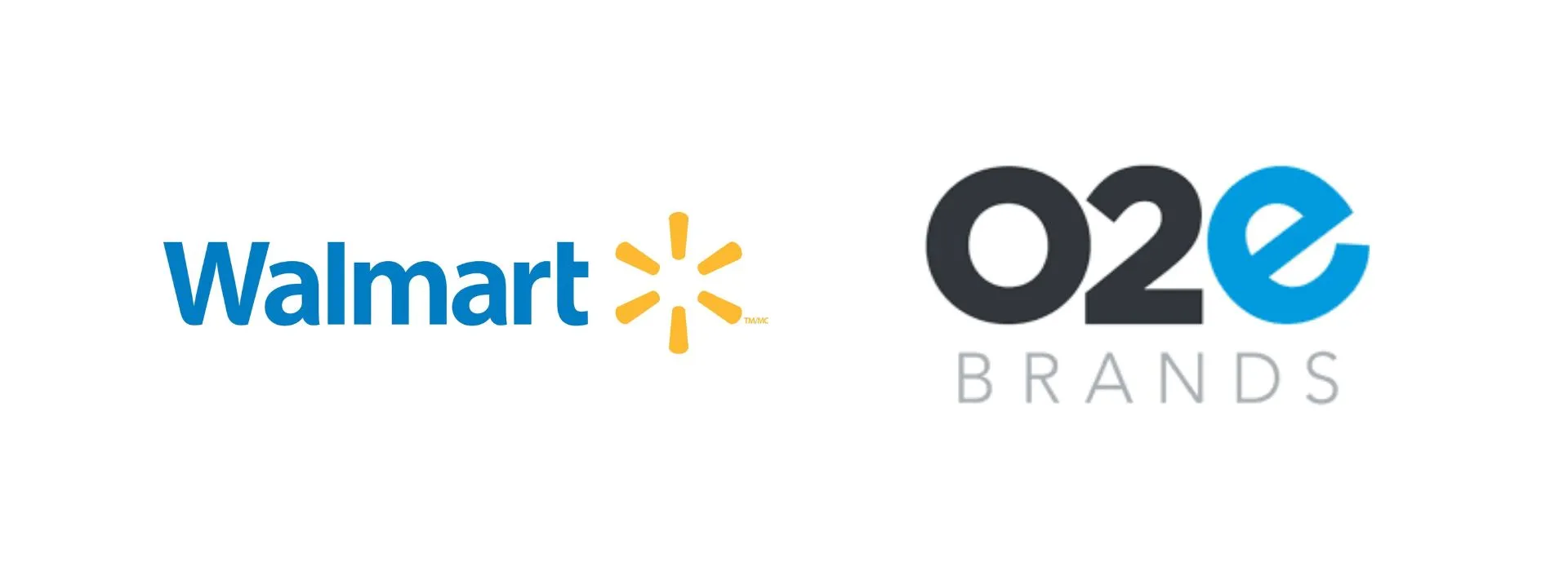 Walmart and O2E Brands logos